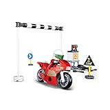 Für Kinder ab 4 Jahren Rennmotorrad (60 Teile) [M38-B0717A], Spielset, Klemmbausteine, City, mit Spielfigur, Stadtleben, Sluban SL07156