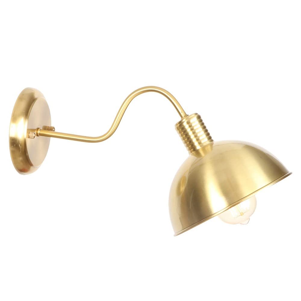 VINTAG Aplique de Pared Industrial Apliques de Pared de latón Apliques de iluminación E27 Lámparas de Pared de ático con Pantalla de latón de 20 cm de diámetro - (No Incluye Bombilla)
