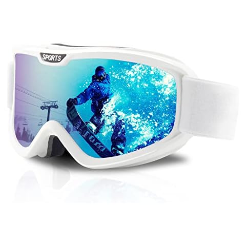 OULIQI Skibrille Herren Damen,Snowboard Brille UV-Schutz Kompatibler Helm Anti Fog Skibrillen Cover