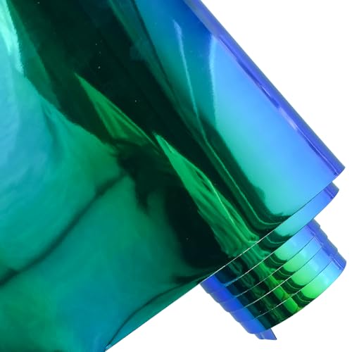ONEART | Holographische schillernde PVC-Folie, 40×135 cm Transparentes Vinyl-Gewebe für Taschen DIY-Dekor-Projekte-Opak Grün