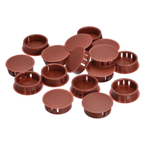Image of uxcell 30mm /1.18 inch Plastic Hole Plugs, 16Pcs Flush Type Panel Round Snap in Fastener Knockout Locking Plugs for Furniture Insert End Caps Panels, Red