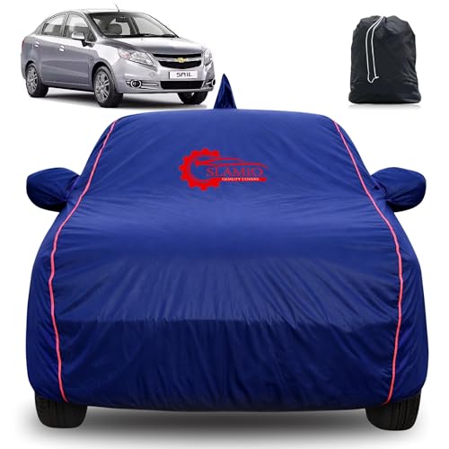 Image of 100% Waterproof Car Cover for Chevrolet Sail Sedan | All-Weather, Dustproof & UV Protection | Heavy-Duty 3-Layer Fabric | Custom Fit with Mirror & Antenna Pocket | Navy Blue
