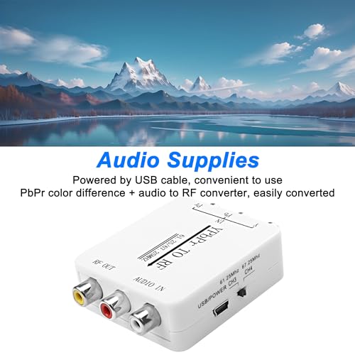 XMSJSIY RF Modulator YPbPr Analog to RF Signal Converter - Adapter, Switcher for Long Distance Single Wire Transmission - 67.25Mhz to 61.25Mhz - 1 Pcs