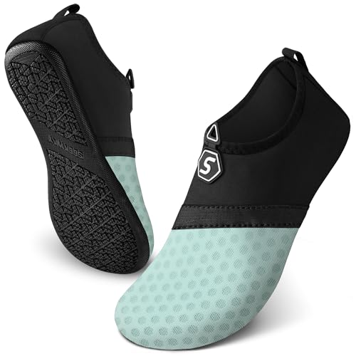 Image of SEEKWAY Water Shoes Quick-Dry Aqua Socks Barefoot Slip-on for Beach Pool Swim River Yoga Lake Surf Women Men Black SK001