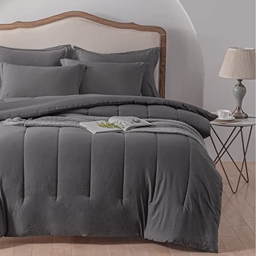 Sleepbella King Size Comforter Set, Dark Grey Down Alternative Comforter, Farmhouse King Bedding For All Seasons 3 Pieces (1 Comforter With 2 Pillow Shams) #TOP1