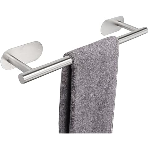 TocTen Self Adhesive Bathroom Towel Bar, Stick Towel Rack for Bathroom, Rustproof Stainless Steel Bath Towel Holder No Damage, Easy to Install Adhesive Towel Rod for Bathroom (Brushed Nickel, 16 Inch) Cover