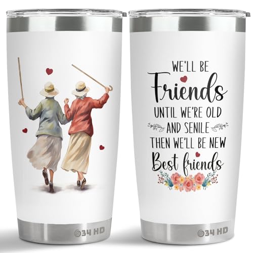 34HD Gifts for Best Friends, Friend Tumbler with Lid Stainless Steel, Bestie Coffee Mug, Friendship Birthday Gifts, Bestie Gifts for Women