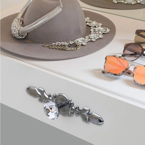 YMAISS 10pcs Crystal Cabinet Knobs Drawer Dresser Handles Diamond Glass Pulls with Silver Back Plate and Screws, Clear Glass Diamond Decorative Knobs,Glass Cabinet Knobs,Clear Knobs - Image 6