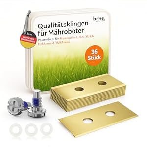BEOS® 36 x Premium Titan Ersatzmesser + Schrauben mit Sicherung – Messer kompatibel mit Mammotion LUBA, LUBA 2, YUKA, LUBA Mini & YUKA Mini, verbessertes Schraubendesign für Mammotion