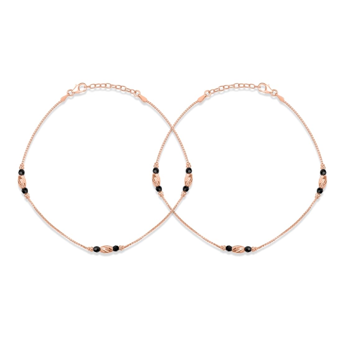 ZAVYA 925 Sterling Silver Silver Sable Serenity Black Beads Rose Gold Plated Womens Elegant Anklet (Pair) | Gift for Women and Girls | With Certificate of Authenticity and 925 Hallmark (B0D9JMMYMC) Amazon Price History, Amazon Price Tracker