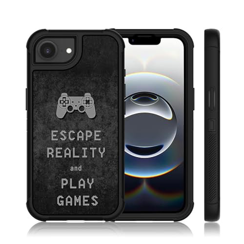 XWMHHP Compatible with iPhone 17e & iPhone 16e Case for Boys Kids Teens, 3-Layer Rugged Shockproof Anti-Slip Hard Bumper Silicone Rubber Heavy Duty Protection Cover - Escape Reality and Play Games