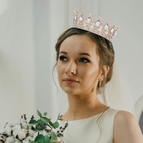 Garneck Vintage-Tiara mit Strasssteinen und Kristallen für Damen, elegante und glänzende Königin für Hochzeiten und besondere Anlässe, Braut- und Prinzessinnen-Accessoire, Weiß, 15 x 15 x 5 cm