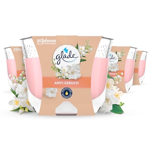 Glade Duft-Kerze im Glas, Anti Geruch, (4 x 204 g), bis zu 30 Stunden Brenndauer pro Kerze