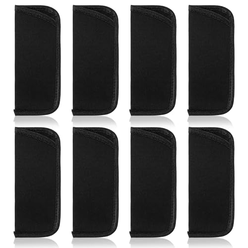 Image of YUXIANLB 8Pcs Slip in Eyeglasses Cases, Reading Glasses Pouch, Fabric Spectacle Pouch, Soft Slim Glasses Slip in Glasses Sleeve, Black Eye glasses Pouch Bag