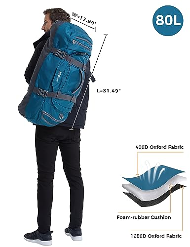 Ubon Duffel Bag Weekender Bags With Shoe Compartments 4-Way Sports Gym Bag (Dark Teal, 65L) #TOP5