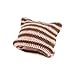 Women Y2K Stripes Beanie Hat Cat Ears Grunge Kawaii Warm Winter Knitted Cap Alt Cute Retro Slouchy Crochet Balaclava (Pink Brown)