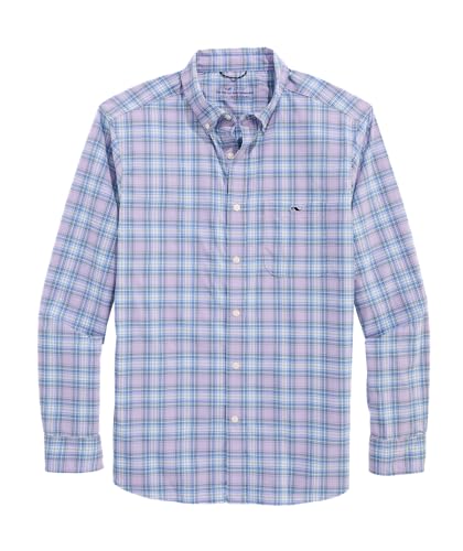vineyard vines Binnacle Plaid Featherweight Performance Shirt, Lilac Breeze, XS