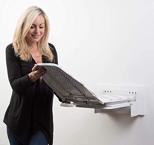 MYOYAY Wall Mounted Ironing Board 13 x 37 Inch Space-Saving 180° Swive Fold Away Ironing Board with Heat Resistant Cover for Home House Held Laundry with Manual,White - Image 7