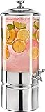 Godinger Beverage Dispenser, Cold Drink Dispenser, Iced Beverage Server, Stainless Steel and Glass - 2 Gallons