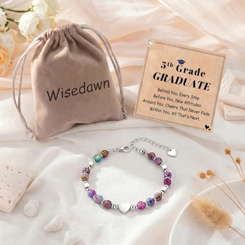 Image of Gifts for Women & Girl, Healing Natural Stone Beads Heart Bracelets with Quote Card, Back to School Valentines Mothers Day Graduation Christmas Birthday Gifts