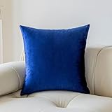 Demetex クッションカバー 45x45cm 北欧 ベルベット（18x18インチ）、 ソフトスクエア ソファベッドベンチ車用 1枚セット 45x45cm（18x18インチ）、 ロイヤルブルー