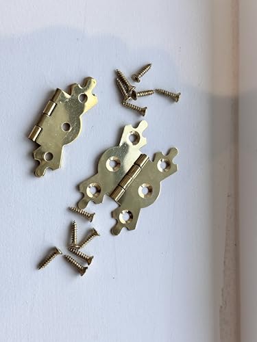 Image of Fancy Brass Butterfly Butt Hinge 40mm 50mm Antique Butterfly Design Fancy Cabinet Door Hinge with Matching Screw Decorative Hinges Door Furniture Pack of 2 (50mm)
