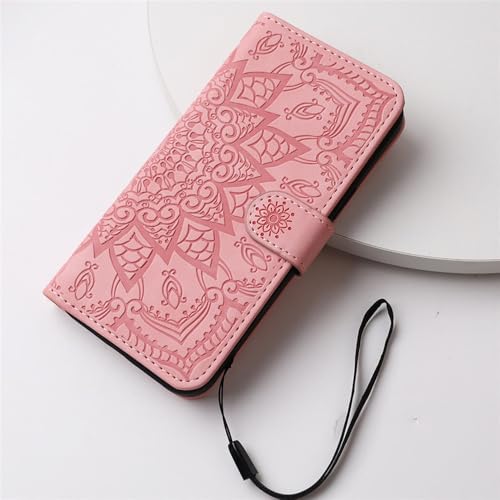 Étui de téléphone à rabat en cuir iPhone 15 Plus rose avec support