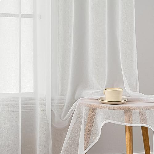MIULEE Gardinen mit Kräuselband, Weiß Transparent, 4er Set 140 x 245 cm – Ansicht 3
