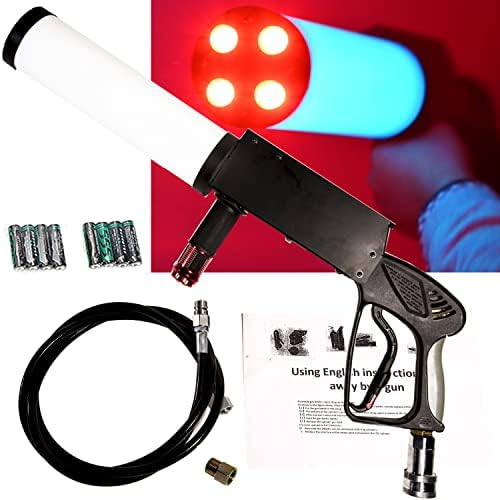 Handheld CO2 RGB Fog Machine CO2 Jet Machine Stage Effect Smoking Fog Machine Stage Effect Equipment w/ 9.8ft Hose ＆ Demo Videos
