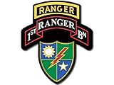 American Vinyl 1st Ranger BN Seal w/Ranger Tab Above Shaped Sticker (Battalion Army First)