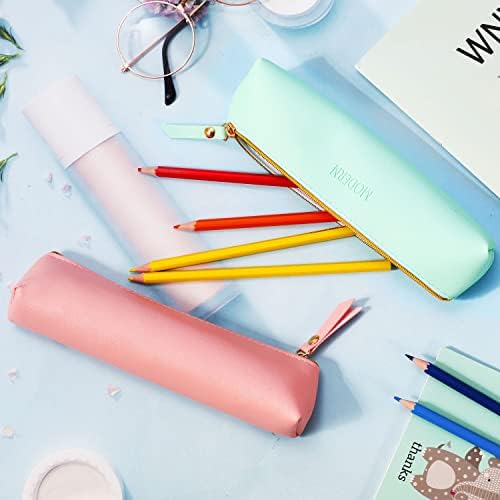 2 pcs Leather Pencil Pen Case PouchSlim Design Pen Bag Leather Extra Small Pencil Case for Student Office College