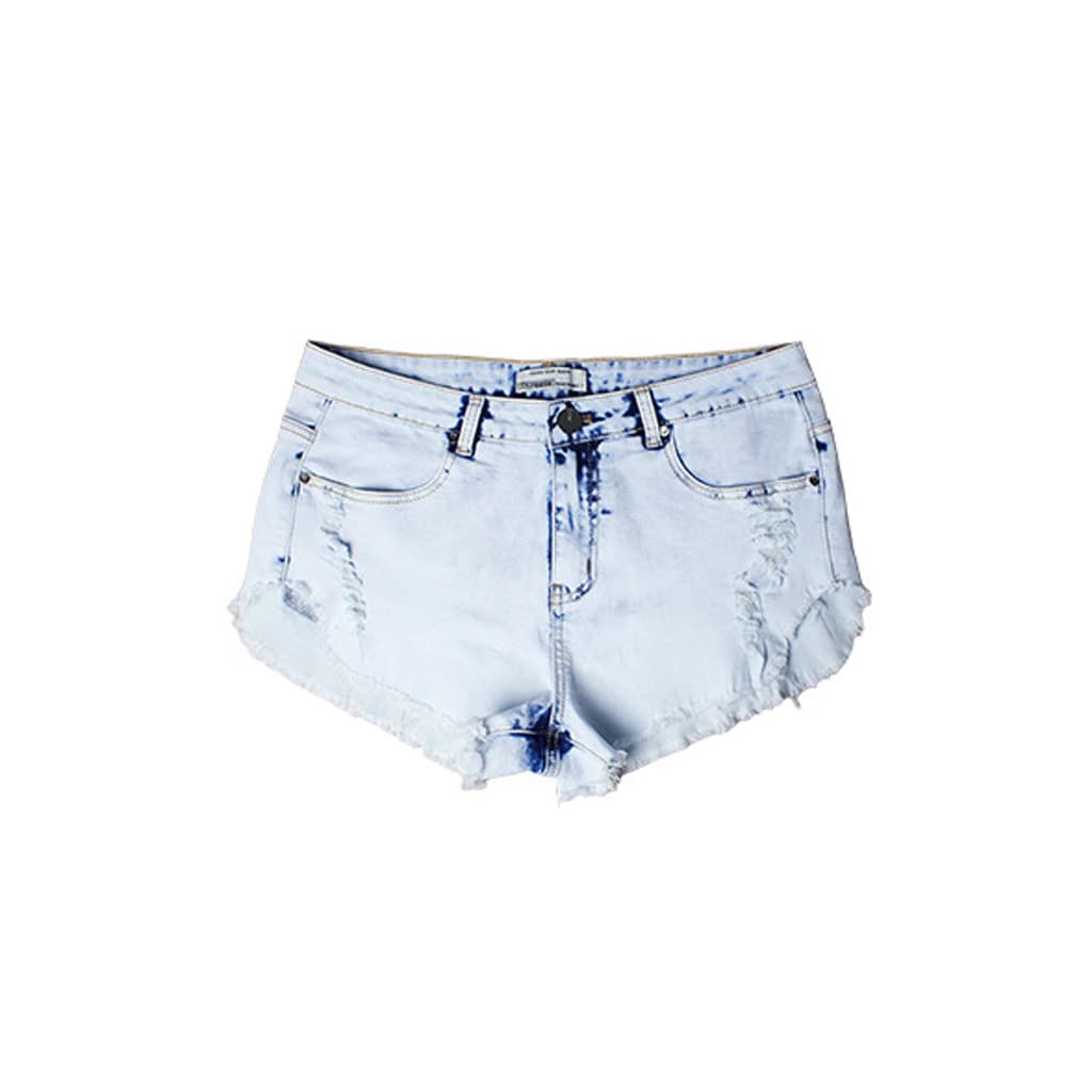 Short en jean pour femme taille haute blanc qui ne boudine pas - 8