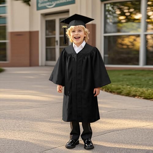 2026 Kids Graduation Gown and Cap Set for Kindergarten Preschool Boys Girls Ceremonies Outfit with Tassel - 1