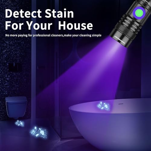 DARKBEAM UV Black Light Flashlight 395nm - Rechargeable USB Woods Lamp, Powerful Mini Ultraviolet LED Blacklight Flashlights - Resin Curing, Detector for Pet/Cat/Dog Urine, Stains, Scorpions