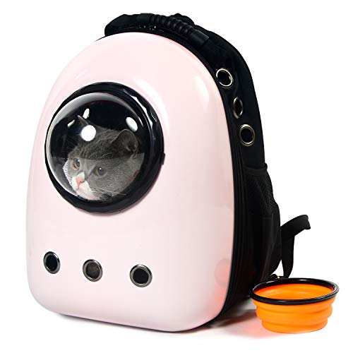 Xpect Cat Carrier Bubble Backpack Small Dog Space Capsule Knapsack Pet Travel Bag Waterproof Breathable (Light Pink)