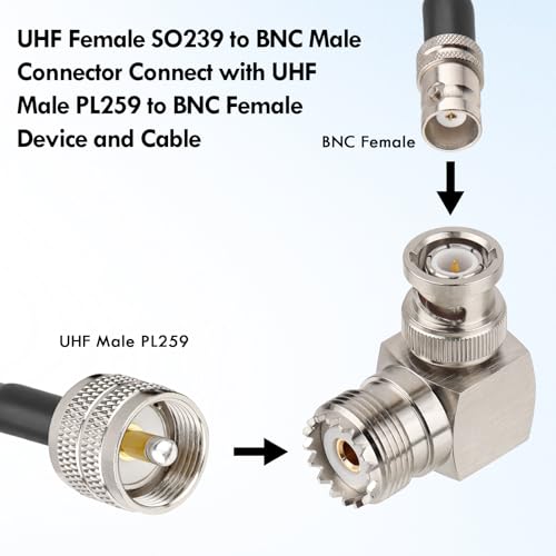 Adaptador XRDS RF UHF Hembra a BNC Macho 2 unidades miniatura 4