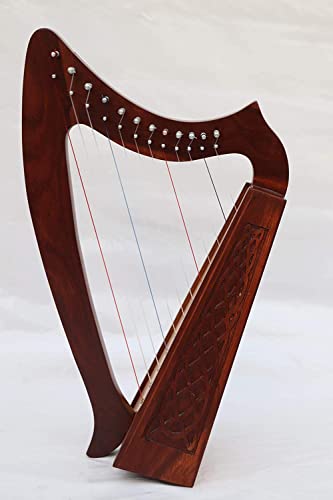 20 Inch Tall Celtic Irish Harp 12 Strings Solid Wood Free Bag Strings Key