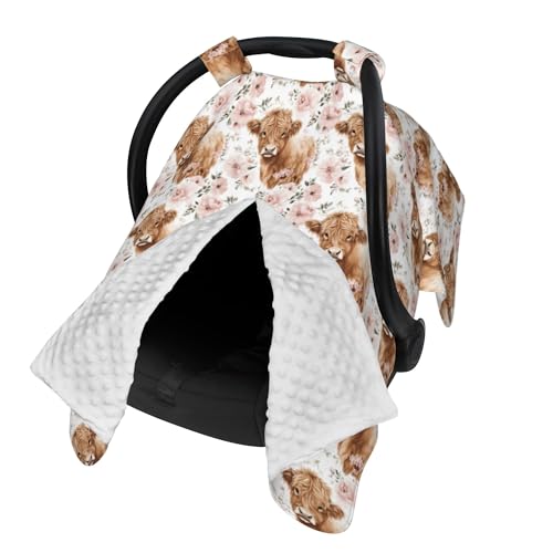 Image of Cow Prints Baby Car Seat Canopy Cover Multi Use Nursing Cover for Newborn Car Seat Canopy Mom Nursing Breastfeeding Covers Newborn Shower Gifts (pinkhlcow)