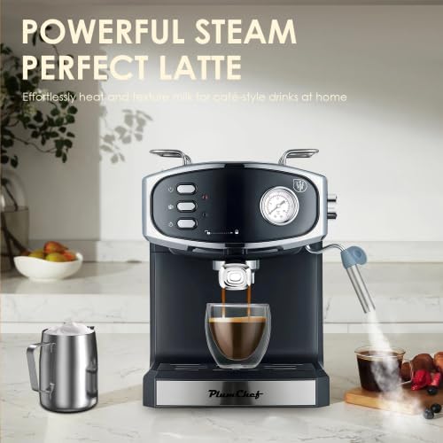 Design 20 Bar Espresso Machine with Milk Frother, Digital Temperature Display & 43oz Removable Tank, Compact Home Coffee Maker