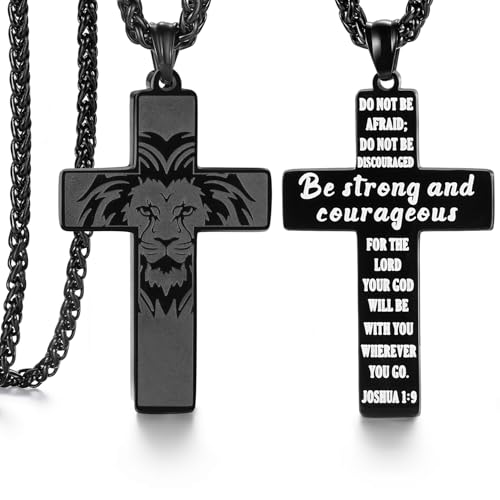 SAM & LORI Black Cross Necklace for Men Son Boys 10 12 Year Old Teen Gifts Teenage Valentines Day Him Birthday Baptism 1st First Communion Confirmation Gift Pendant Christmas Stocking Stuffers Easter