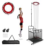 SCHENG-V Volleyball Setter Training Net, Adjustable Setter Volleyball Training Net with 2 Wheels, Height Adjustable 6.9–10.8 FT, 6-Angle Target Frame, Ball Collection Net for Indoor Outdoor Training