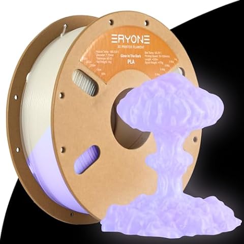 ERYONE Glow PLA Filament 1.75mm, Dimensional Accuracy +/- 0.03mm, 1kg Spool (2.2LBS) 3D Printer Filament, Glow in The Dark, Glow Purple