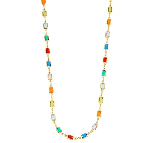 Colar Gargantilha Com Pedras Coloridas Banhado A Ouro 18k