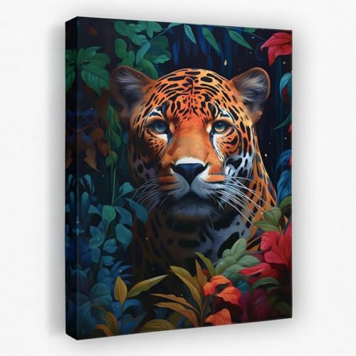Toile Jaguar TONGYINLI 60x90cm avec cadre intérieur pour décoration murale