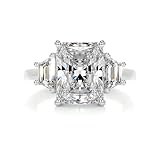 3.3 TCW Radiant Cut Moissanite Engagement Ring Three Stone Wedding Rings for Women Diamond Silver 10K 14K 18K Solid Gold Anniversary Promise Gift for Her