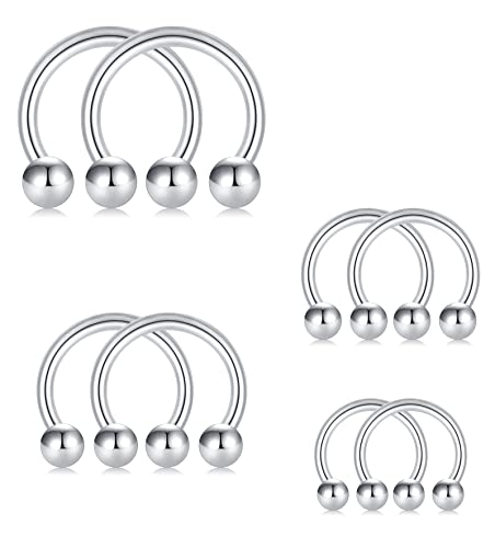 Rajnard 16G Septum Piercing Septum Labio Piercing Acero quirúrgico Tragus Helix Piercing Nariz Anillos 6/8/10/12mm con 8 Piezas Bolas Cover