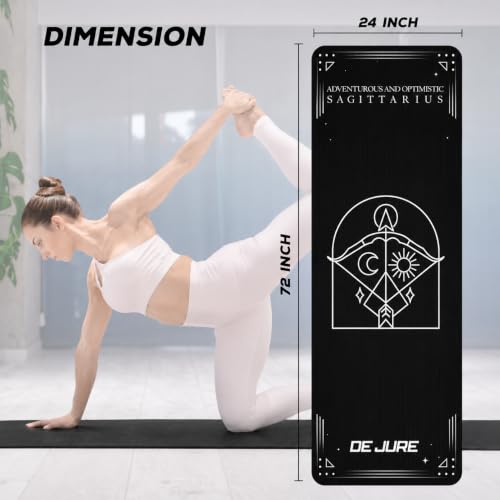 Image of De Jure Fitness Yoga Mat for Women and Men, 10mm Extra Thick Non-Slip NBR Exercise Mat for Yoga, Pilates, Gym & Floor Workouts - with Carry Strap - Sagittarius