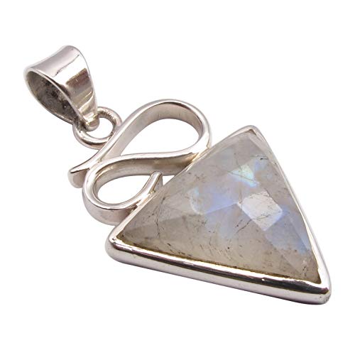 SilverStarJewel 925 Solid Silver Rainbow Moonstone Pendant 1.5