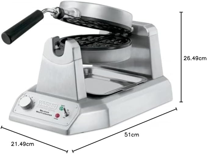 MBH - Máquina de gofres profesional WARING simple para gofres redondos hostelería. Gofrera industrial eléctrica para cafetería, bar y restaurante.