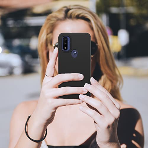 for Motorola Moto-G Pure Phone Case: Silicone Matte Case 360 Full Protection - Rugged Bumper Durable Shockproof Drop Protective TPU Cell Phone Cover Woman Men (Black)